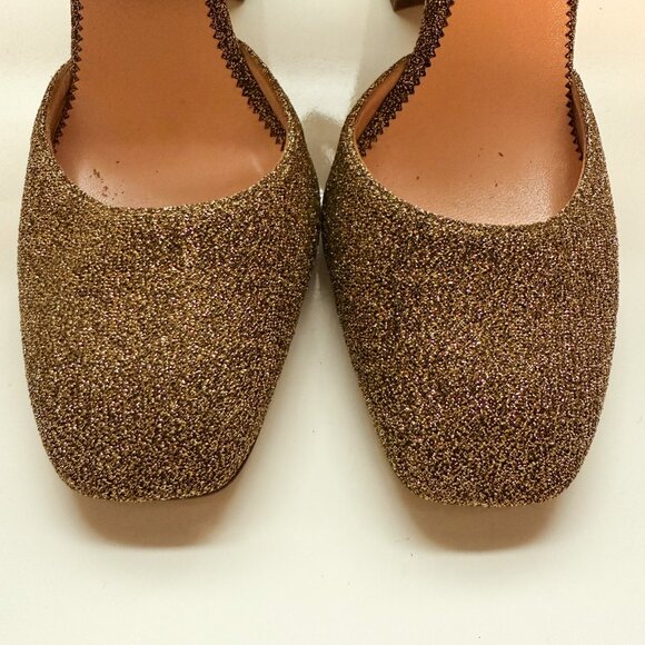 J.Crew Gold Glitter Block Heel Pumps – Harlow Ankle Strap Size 8 - Picture 6 of 11